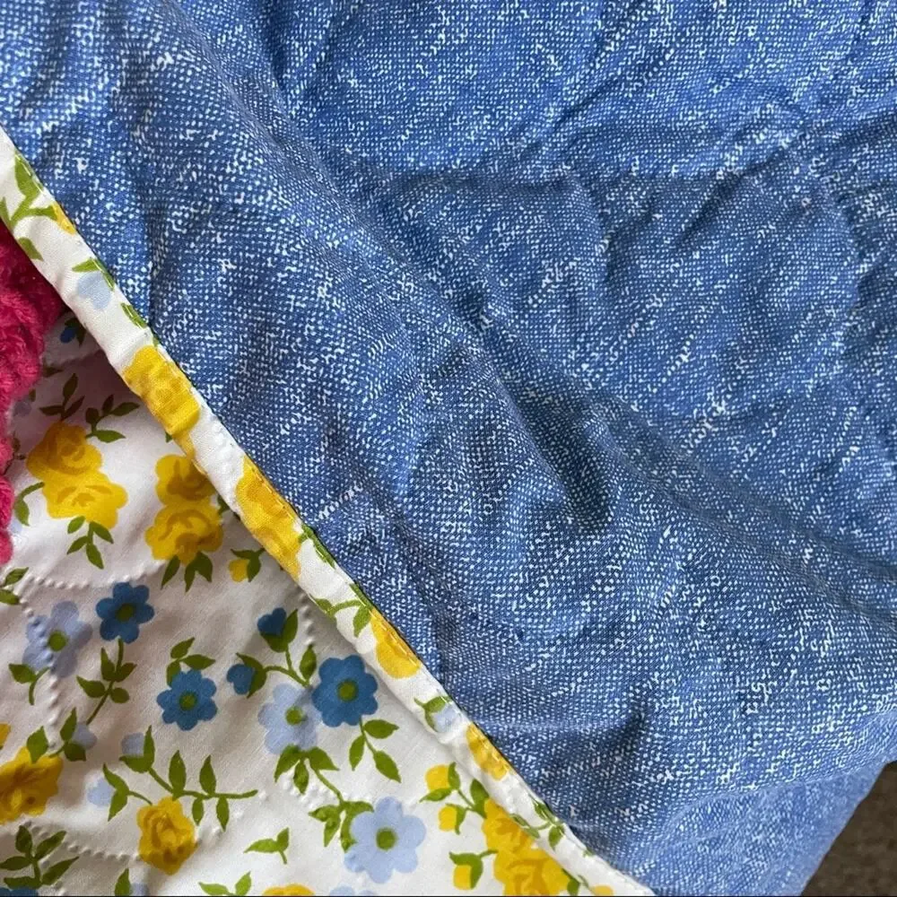 70s floral bedding set blue/yellow